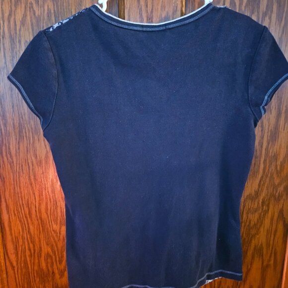 Y2K Edgy Navy Blue Design Top Sz M - Picture 7 of 7